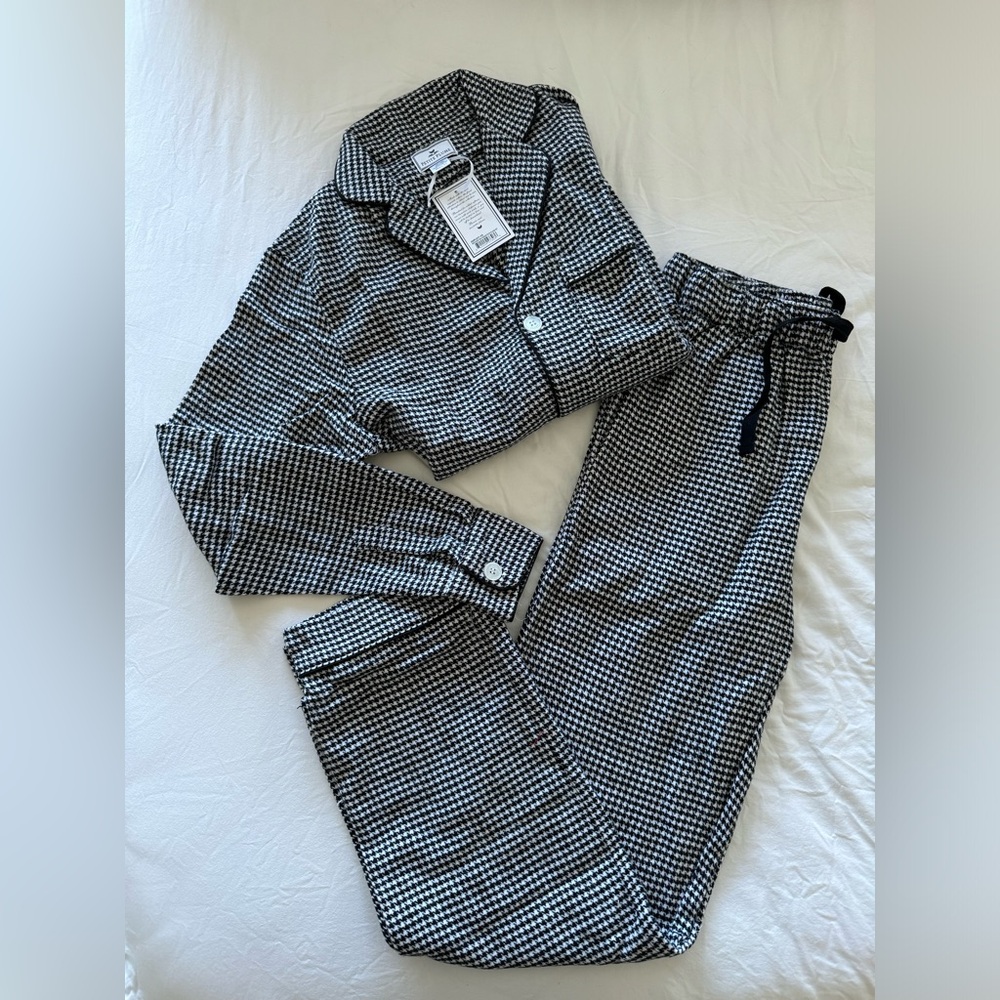 NWT Petite Plume Men’s Flannel Pajamas Set - West End Houndstooth - Size XS